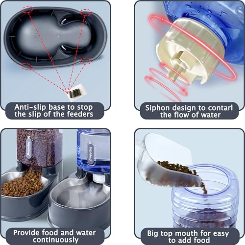 Cats Dogs Automatic Food Feeder and Water Dispenser Set 3.8L with Stainless Steel Bowl - Image 5