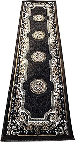 Tapete Floral Lavable Negro 2 ft x 7 ft miniatura 1