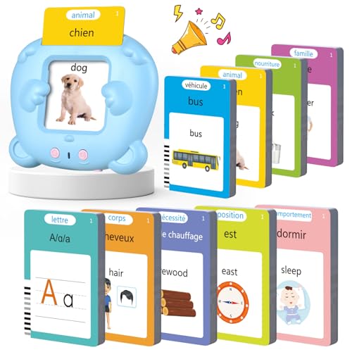 VISATOR - 510 Mots Cartes Flash Parlantes Montessori Français Cartes éducatives pour Enfants Talking Flash Cards 255 Feuilles de 3+ Ans Jouets éducatifs Cadeaux d'anniversaire pour Enfants(Français Bleu 510) - -5%