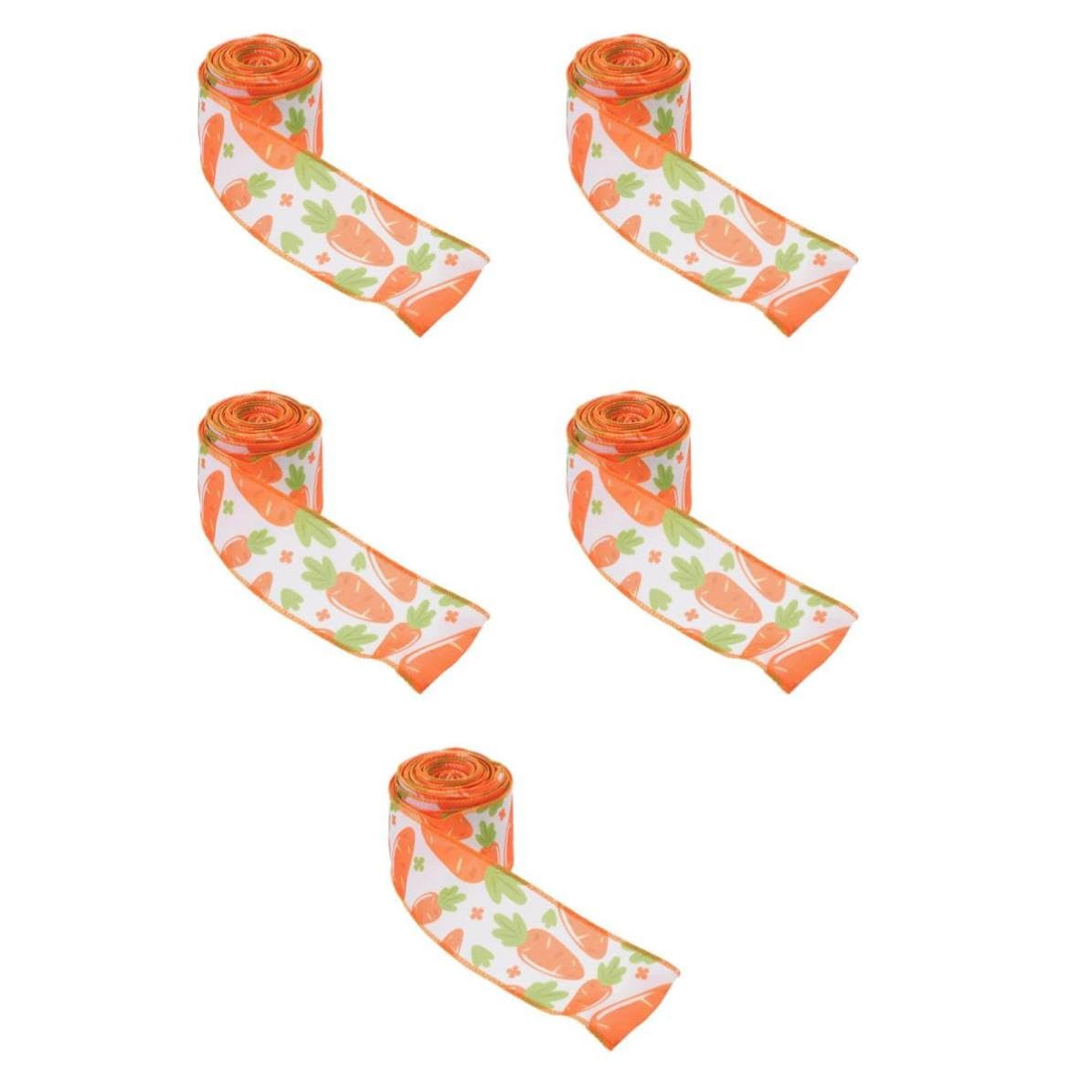 Healeved 5 Stück Osterband mit Drahtkante aus Polyester Vielseitiges Verpackungsdekorationsband für Party und Indoor Faderesistent im Vintage Jute Stil für Frühlings und Festtagsdekoration
