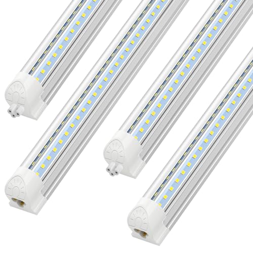 SHOPLED 4FT LED Shop Light, 40W 5500LM 6000K Cool White, V Shape, Linkable T8 LED Tube Lights 4FT, 4 Foot Shop Lights for Workshop, Plug and Play, 4 Pack