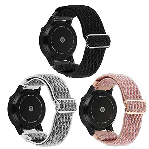LUCMO 3 Pack 20mm Nylon Armband Kompatibel mit Samsung Galaxy Watch 5, Watch 5 PRO, Watch Active 2(40mm/44mm)/ Galaxy Watch 3 41mm/ Watch 42mm, Einstellbar Solo Loop, Ersatz Sport Elastisch Cover