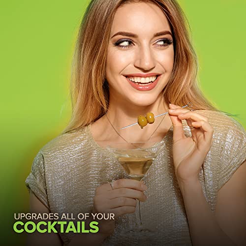 Zenlogy 5 Inch Stainless Steel Picks (Set Of 8) And Swizzle Stick - Ideal Olive Skewers - Will Not Drown In Your Martinis, Cocktails, And Bloody Mary #TOP5
