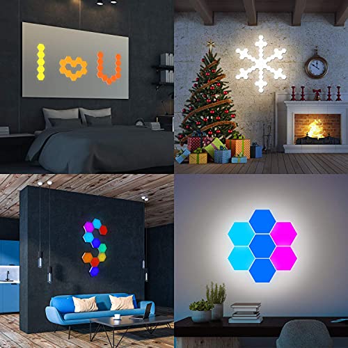 Image of YXQUA Hexagonal Wall Light Modular Touch Sensitive Lights Creative Geometry Assembly LED Hexagon Lights Suitable for Iving Room,Bedrooms,DIY Lovers, Gifts (10 Pack)