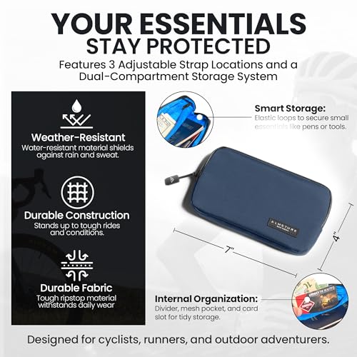 Image of ALMSTHRE Ride Wallet 7 inchx4 inch | Waterproof Cycling Wallet for Phone, Cards & Essentials | Durable Ripstop Nylon - Fits Most Phones & Passports | Secure Storage for Biking & Travel