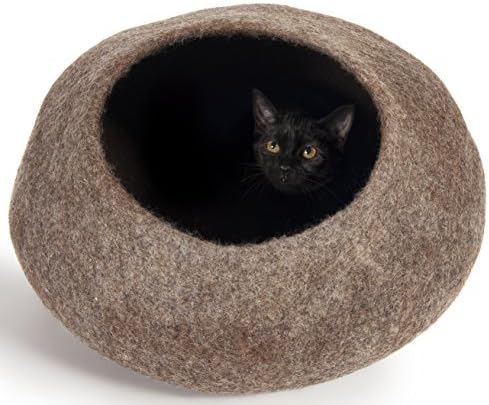 TWINCRITTERS - Handcrafted Cat Cave Bed (Large) I Ecofriendly Cat Cave I Felted from 100% Natural Merino Wool I Handmade Pod for Cats…