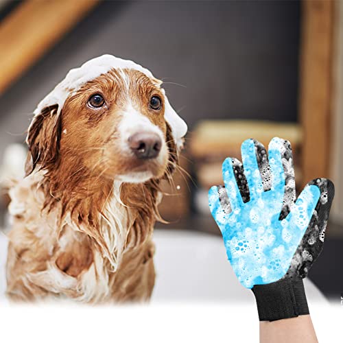 Fousenuk 1 Paar Fellpflegehandschuh, Fellpflege Handschuh aus Silikon mit Verstellbarem Klettverschluss Handschuhe für Hunde und Katzen, Katzenhandschuh für Deshedding, Baden, und Massieren