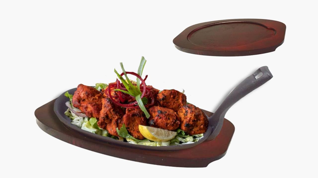 Vintage Gourmet® Premium Pre-Seasoned Cast Iron Sizzler Serving Dish/Steak Platter with Redwood Wooden Trivet 24cm x 14cm Create That Authentic Feel, Serve Your Dishes Sizzling at The Table!