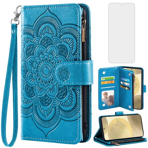 Étui portefeuille Samsung Galaxy S24 5G avec protection verre trempé