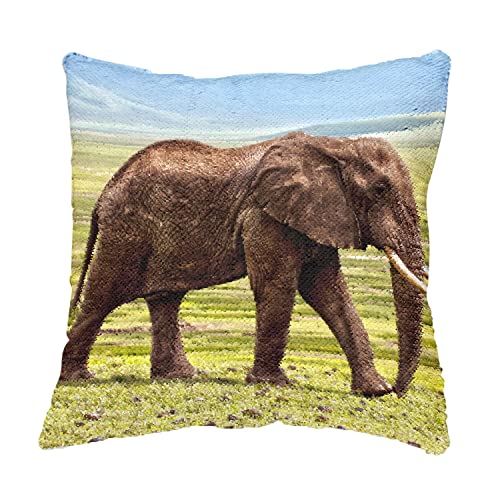 Coussin paillettes turquoise éléphant d'Afrique pour salon terne - 4