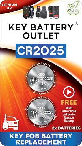 CR2025 Key Fob Battery Replacement (2 Pack) – Compatible with Key Fobs That Require CR2025 – Universal Fit – Video Installation Guide Included