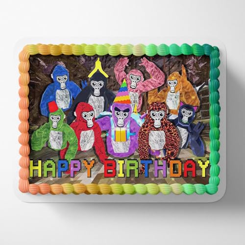 Cakecery Gorilla Become Monke DWA Edible Cake Image Topper Personalized Birthday Cake Banner 1/4 Sheet