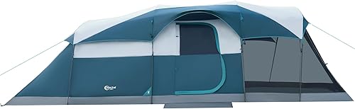 PORTAL Tienda de campaña familiar para 6810 personas con sala de pantalla, tienda de campaña grande resistente al agua con mosca de lluvia, tienda