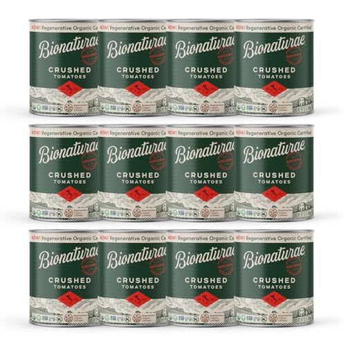 Bionaturae Organic Crushed Tomatoes Can - Crushed Tomatoes Organic No Salt, Keto Friendly, Non-GMO, No Added Sugar, No Added Salt, Made in Italy - 28.2 Oz, 12 Pack