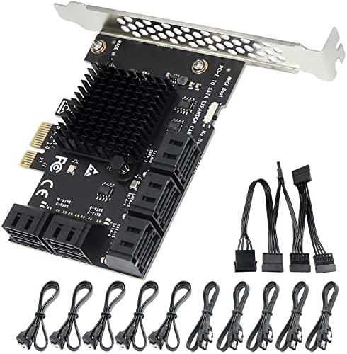 SATA Expansion Card 10 Ports,6Gbps PCI Express x1 to SATA 3.0 Controller Card for Windows XP/7/8/10 SSD HDD