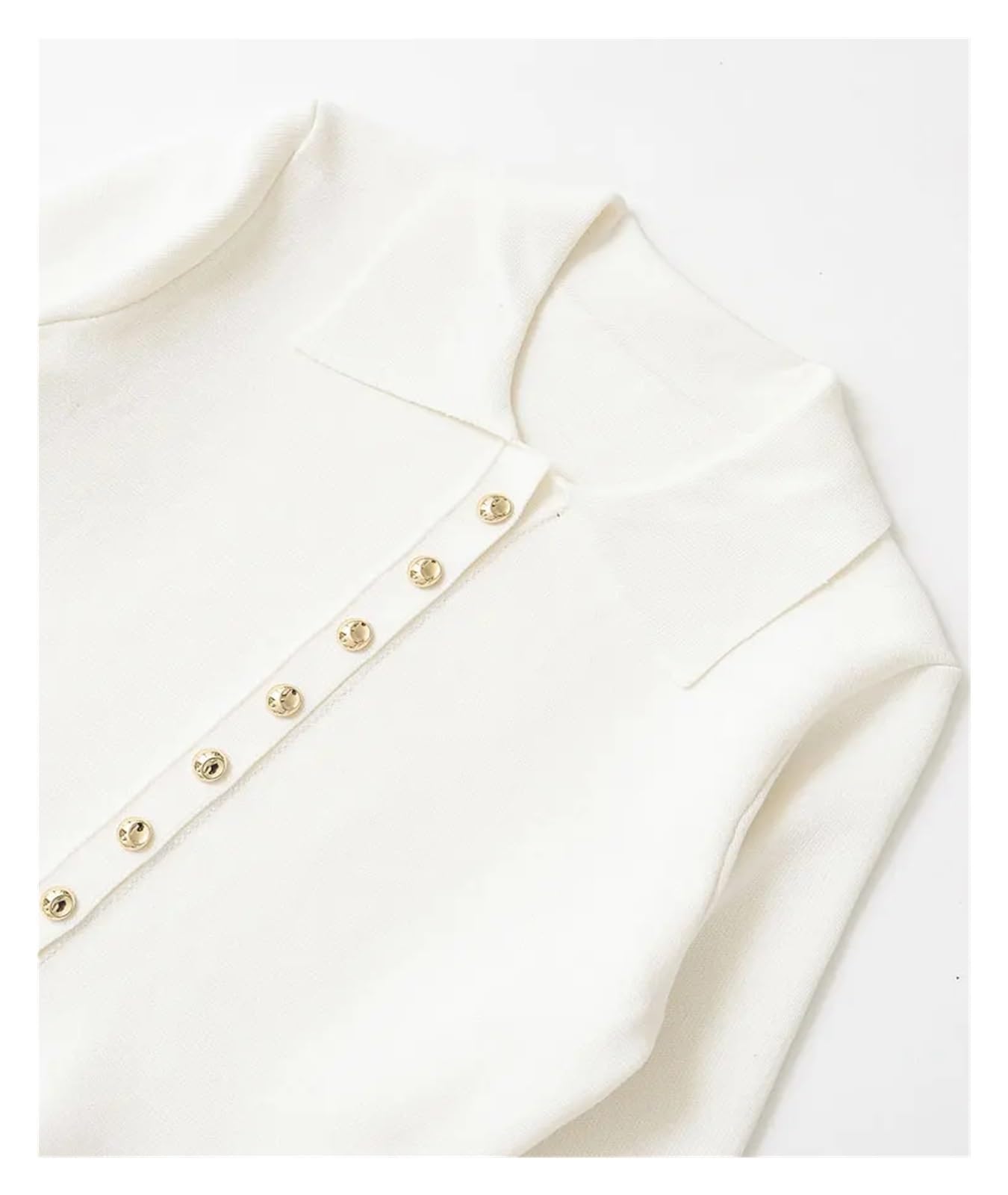 Cárdigan de Punto con Botones Dorados en la Parte Delantera for Mujer, suéter con Cuello de Solapa, Manga Larga, Prenda Exterior Elegante for Mujer