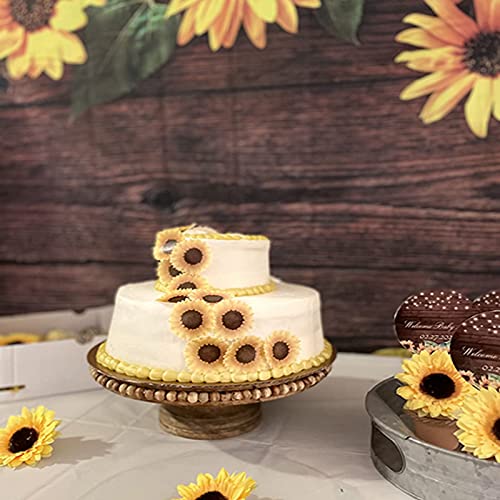GEORLD Edible Cake Topper Wafer Sunflower Cupcake Decoration by Wafer Paper,36 Counts,Flat not 3D