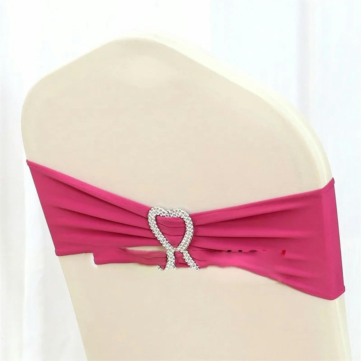 Heart Buckle Band Spandex Chair Sash Tie Bow Fit On Banquet Cover Event Party Decoration-burgundy-50pcs (Green 50pcs)