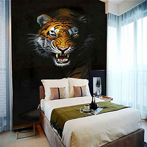 Papier peint tigre 3D pour transformer un mur de salon blanc - 5