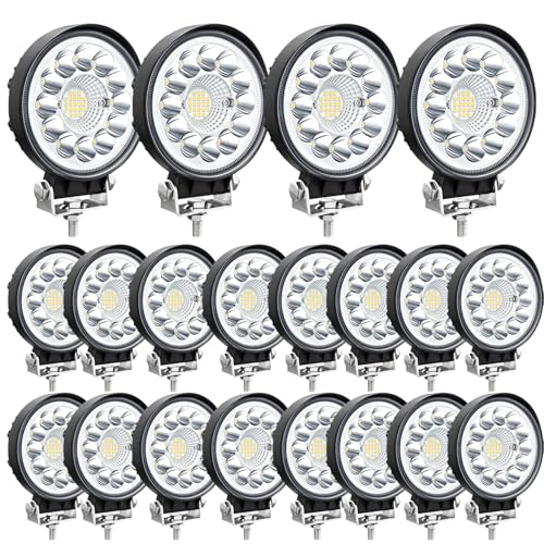 Image of Round LED Work Lights for Tractor, Driving Fog Off Road Lights 4 Inch 123W for Motorcycles Jeep Trucks Pickup Golf Cart SUV ATV UTV 4x4 Van Camper 20Pack