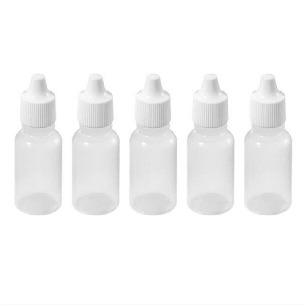 Lot de 5 flacons compressibles vides, en plastique blanc, compte-gouttes, idéal pour sérum physiologique