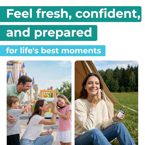 Image of Impossibly Compact Travel Flushable Wipes - 99.5% Water and Aloe - Safe for Sensitive Skin - Travel Essentials for Adults & Kids, Mint, 8 Pack 48 Wipes