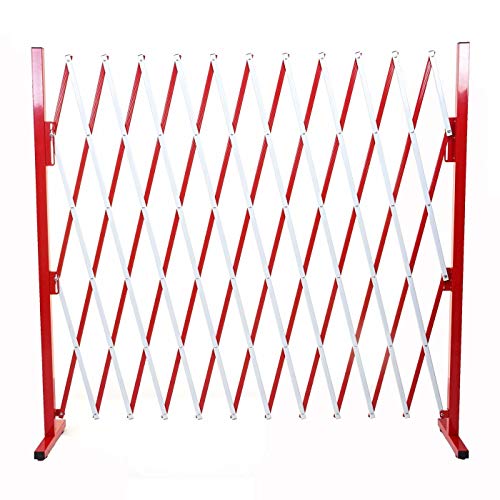 Absperrgitter HWC-B34, Scherengitter Zaun Schutzgitter ausziehbar, Alu rot-weiß - Höhe 153cm, Breite 36-300cm
