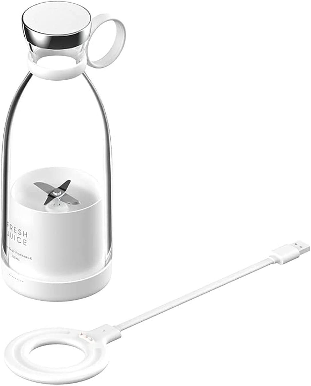 Portable Blender Personal Size Blender, Personal Juicer with USB Wireless Rechargeable, Cordless Juicer Personal Blender, Mini Mixer (White)