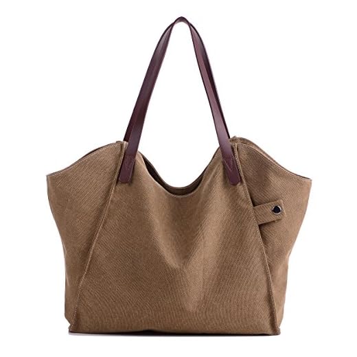 LOSMILE Mujer Bolsos de mano, lona de hombro, totes Shoppers, bandolera de playa. (Marrón)