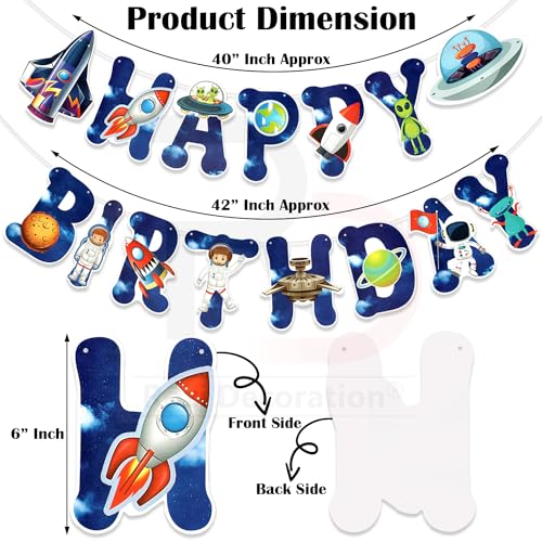Image of Rozi Decoration Space Theme Happy Birthday Banner Decoration Items for Kids Birthday Decor | Space Theme Birthday Decoration for Girls | Pack of 1