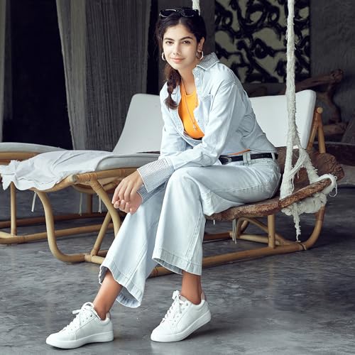 Vepose White Casual Walking Sneakers for Women Fashion Comfortable Slip On Low Top 8013 Shoes2