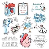 12 Pcs Nurse Stickers Pack, Funny Medical Vinyl Decals with Cute Healthcare Quotes, Nursing School Humor, and Inspirational Designs for Laptops, Water Bottles, Clipboards, Journals, and Tumblers 3