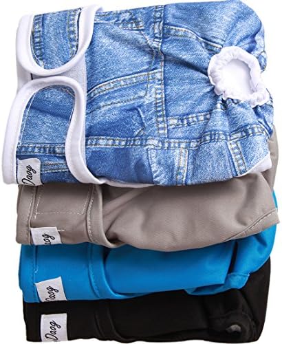 JoyDaog Female Dog Diapers 4 Pack,Comfortable Durable Premium Reusable Puppy Diapers for Small S