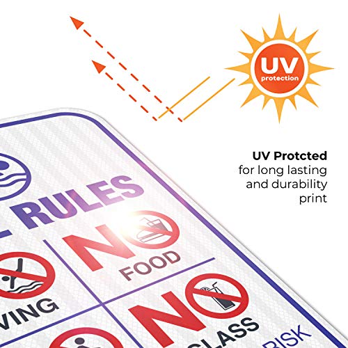 Señal Pool Rules No Diving 12x18 aluminio reflectivo miniatura 7