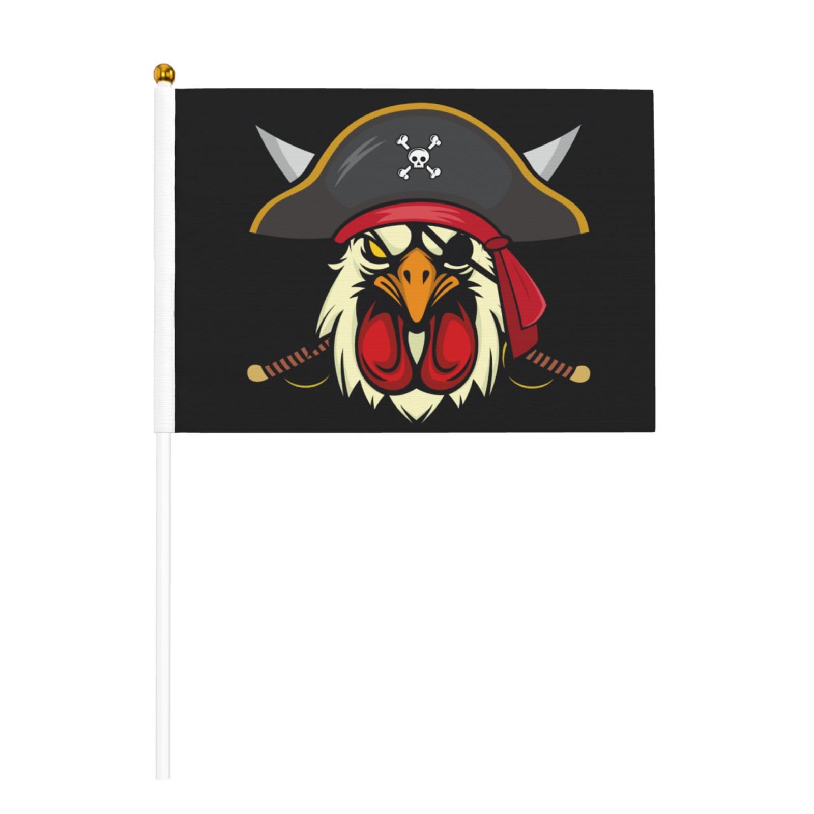 Chicken Pirate Handheld Flag 5.5x 8 Inch Small Stick Mini Hand Held Flags Outdoor Indoor Party Decorative Sign 10 Pack โ image 1