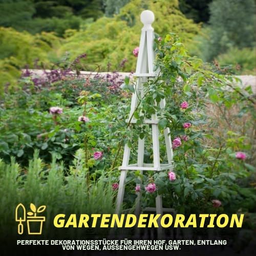 Garden Mile® Großer Garten-Obelisken-Bogen – 1,9 m robuster Holz-Pflanzkäfig – freistehende Pyramidenstruktur für Rosen, Kletterpflanzen, Outdoor-Dekoration, Gartengeschenke und Tomatenkäfig