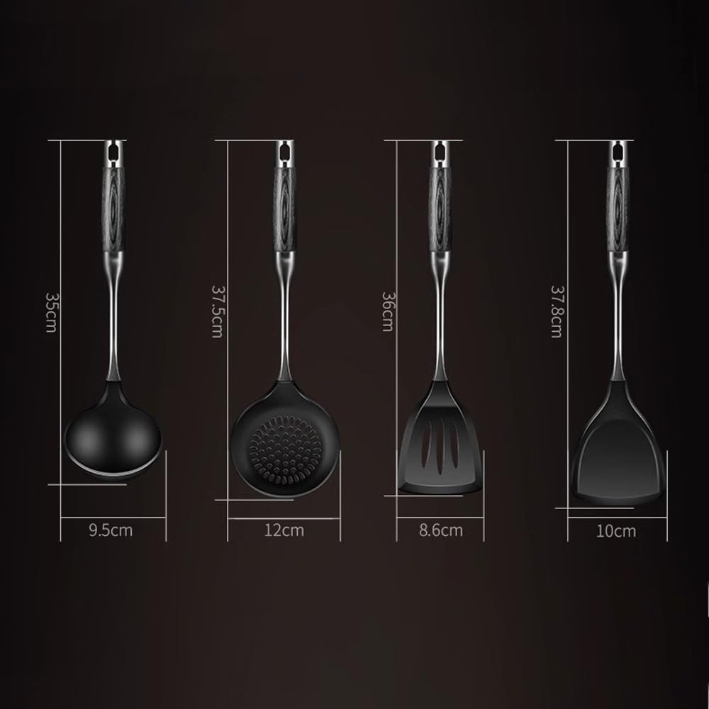 Silicone Cooking Utensils Set, Kitchen Utensils 7 Pcs Set, Non-stick Heat Resistant Silicone, Cookware with Rotating Storage Stand,