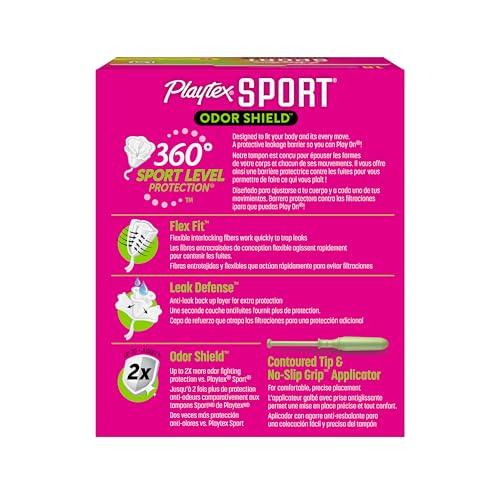 Image of Playtex Sport Odor Shield Tampons Regular Absorbency, Unscented - 16ct | Regular Tampons for Women, Feminine Care, Playtex Tampon with 360 Leak Defense and Odor Control
