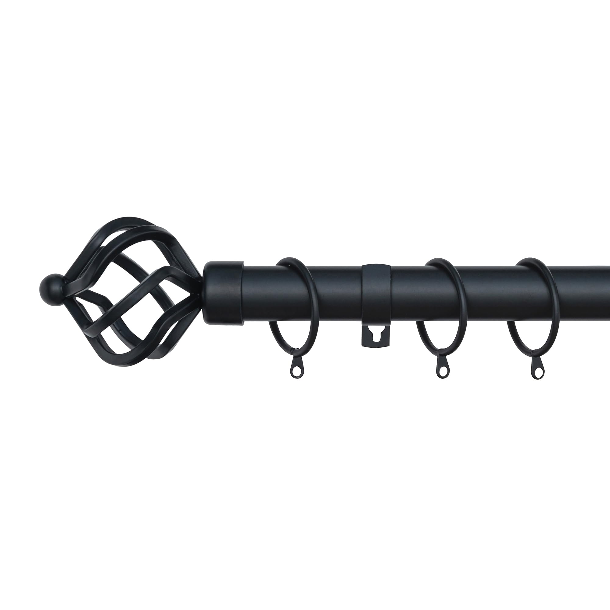 A.Unique Home Twisted Metal Extendable Curtain Pole with Rings and Fittings, In a Variety of Colours and Sizes (25/28mm)(Matte Black, 120cm - 220cm, 47" to 87" Approx )