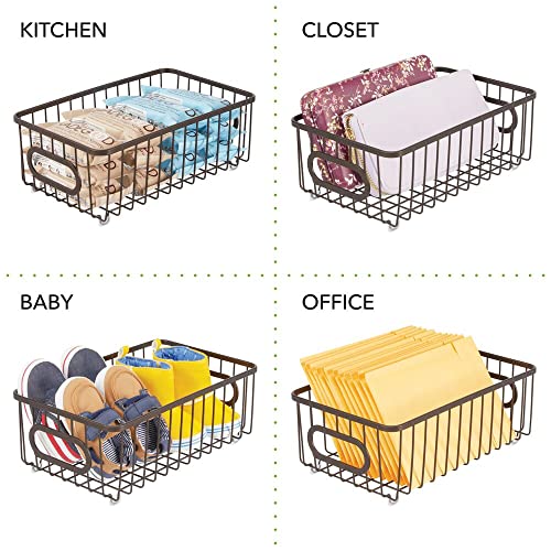Mdesign Metal Bathroom Storage Organizer Basket Bin - Modern Wire Grid Design - For Organization In Cabinets, Shelves, Closets, On Countertops, Bedroom, Under Sink - Small, 4 Pack - Bronze #TOP3