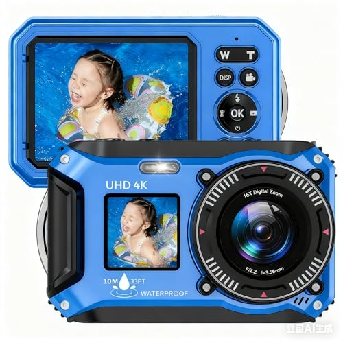 Amazon | 水中カメラ 4K録画 64MP 10M 防水 デジカメ デュアル