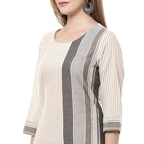 Image of Rangriti Off White Poly Cotton Straight Kurta for Women