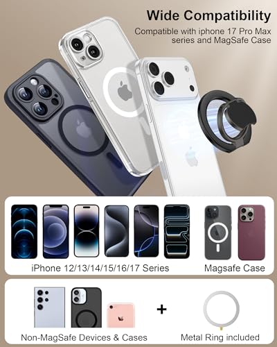 Image of Phone Grip for Magsafe Two-Sided Magnetic iPhone Stand with Kickstand Foldable Finger Ring Loop Compatible with Magsafe Accessories for Apple 17e 17 Pro Max 17 Air 16e 16 Plus 15 Pro 14 13 12 Mini
