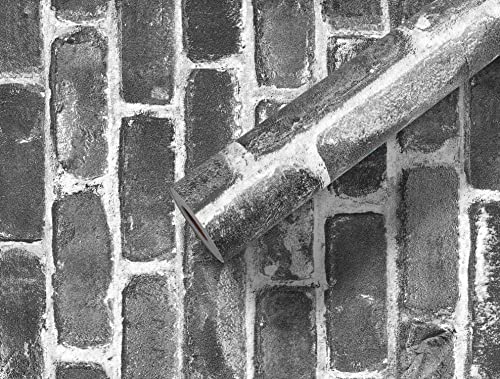 Akywall Gray Brick Wallpaper Peel And Stick Textured Faux Brick Look Wall Paper Rock Stone Self Adhesive Contact Paper Embossed Vintage Removable Vinyl Wall Covering Home Decor 118Inch #TOP4