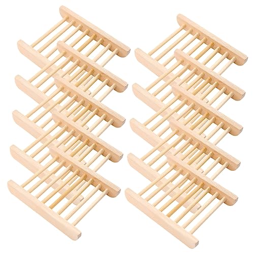 HOLIDYOYO 10 Piezas Estante de Caja de jabón Almacenamiento de jabón baño jabonera de Drenaje Soporte de jabón Goteo jabonera para Fregadero jabonera de Almacenamiento de Madera Beige