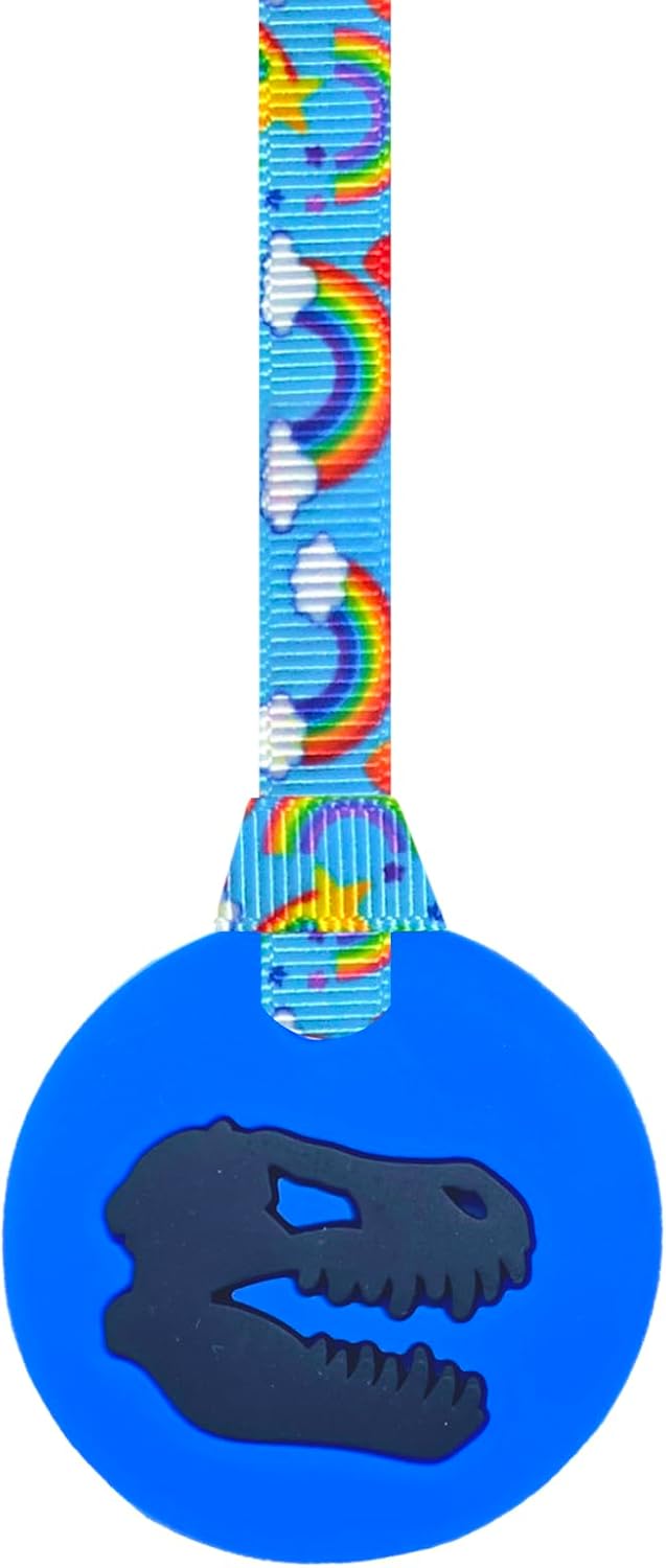 Dinosaur Jurassic Sensory Chew Necklace With Lanyard – Blue & black – For Kids With Autism, Anxiety & ADHD – 100% Food Grade Silicone – Sensory