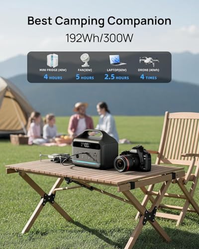 Image of DARAN Portable Power Station 300W, 192Wh LiFePO4 Battery, Solar Generator with 110V AC Outlet & 8 Ports,Battery Backup for Camping, RV, Home Emergency Backup