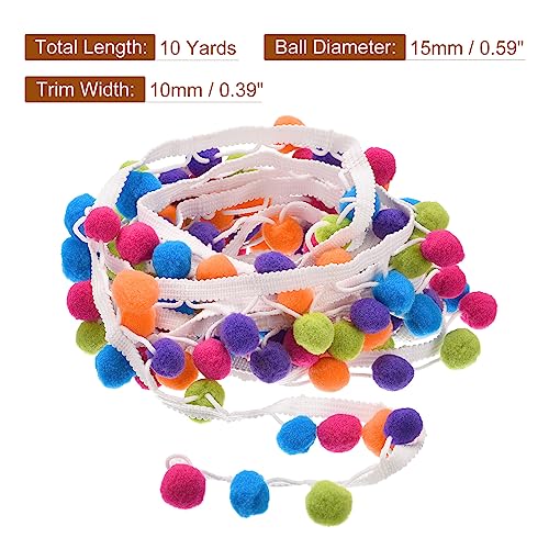 Ruban à franges à pompons multicolore accessoire rideaux vêtements et maison 9m
