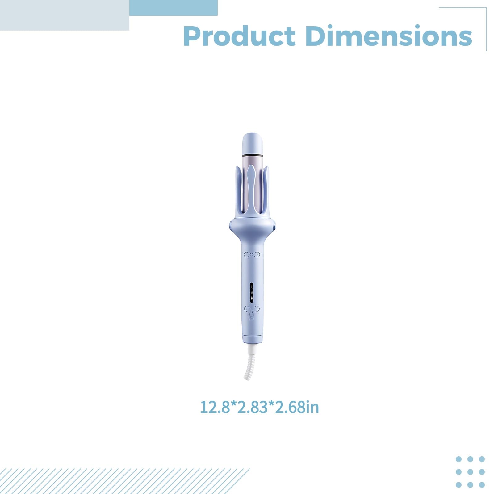 2-in-1 Automatischer Lockenstab, 1 1/4 Zoll, Signalton und taktile Oberfläche, Anti-Verheddern, 3 Temperaturstufen, 60 Min Abschaltautomatik, LCD-Display, für alle Haartypen, Himmelblau