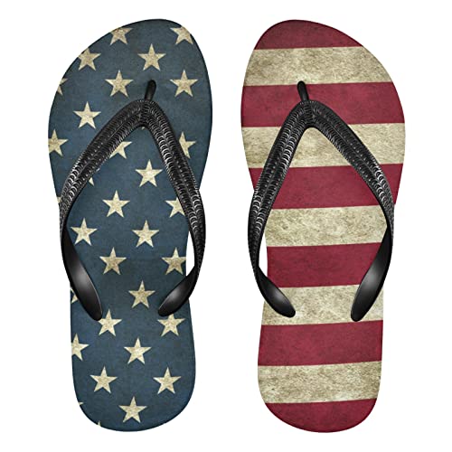 Vnurnrn Flag Of Usa Flip Flops for Women Fashion Beach Slippers Comfort Mens Flip Flops Non-Slip Rubber Shower Slippers Sandal for Hotel Travel Sport